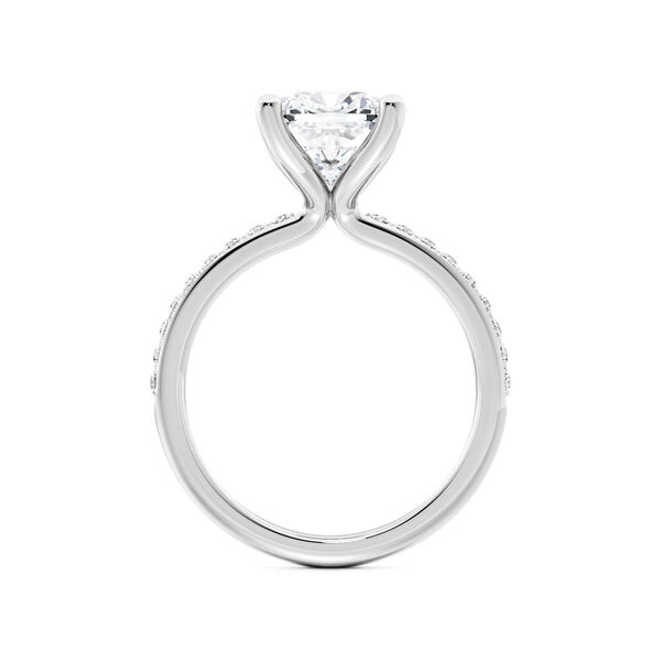 Cushion-Cut Diamond Engagement Ring with Pav&eacute; Band